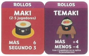 cartas maki y temaki del sushi go party