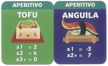 cartas tofu y anguila del sushi go party